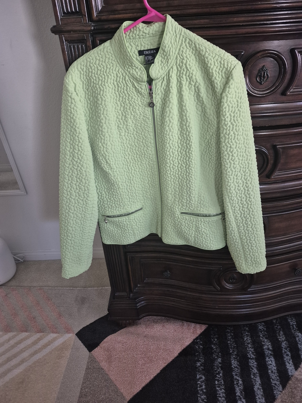 Lightweight Mint Green Textured Zip Jacket